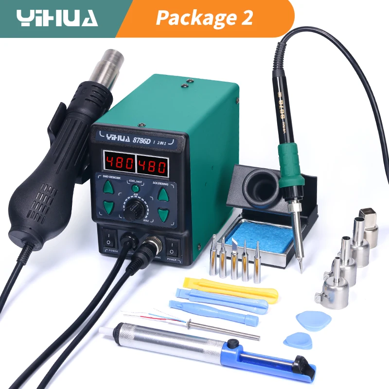 Diy Electronics Tools - YIHUA 8786D はんだごて熱風はんだステーション DIY デジタルリワークステーション電話修理 BGA