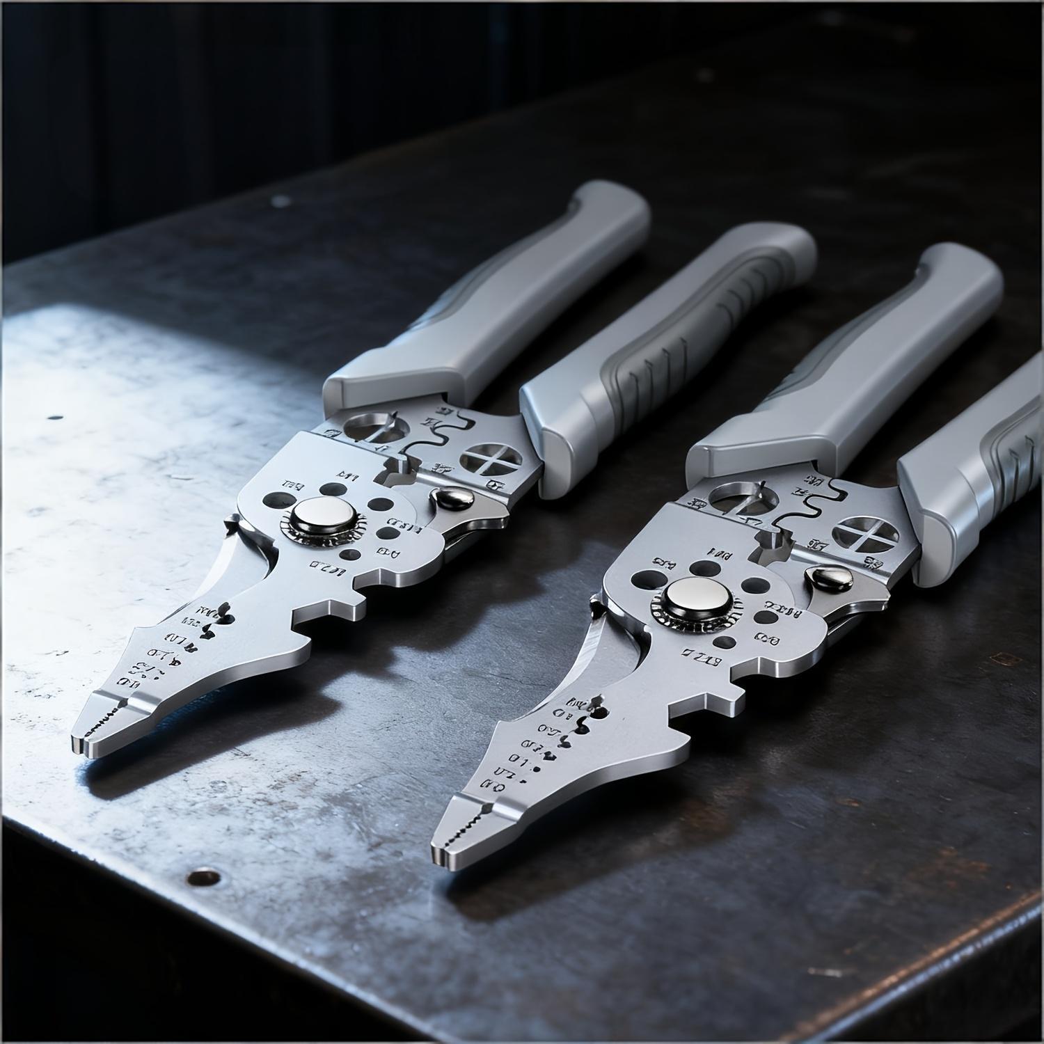 Wire Stripper Cutter - 多機能工業用ワイヤーストリッパーカッタークリンパー、ヘビーデューティステンレス鋼電気プライヤー、人間工学に基づいた快適なグリップ付き+
