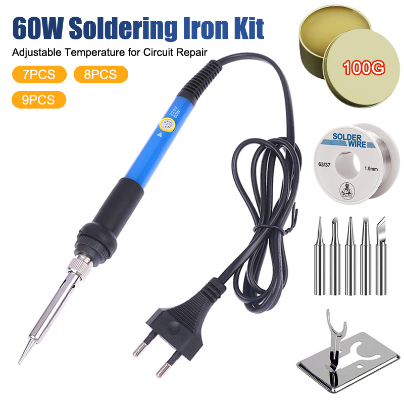 温度調節可能 220V 60W 電気はんだごてキット はんだ - Diy Electronics Tools のレビューと価格