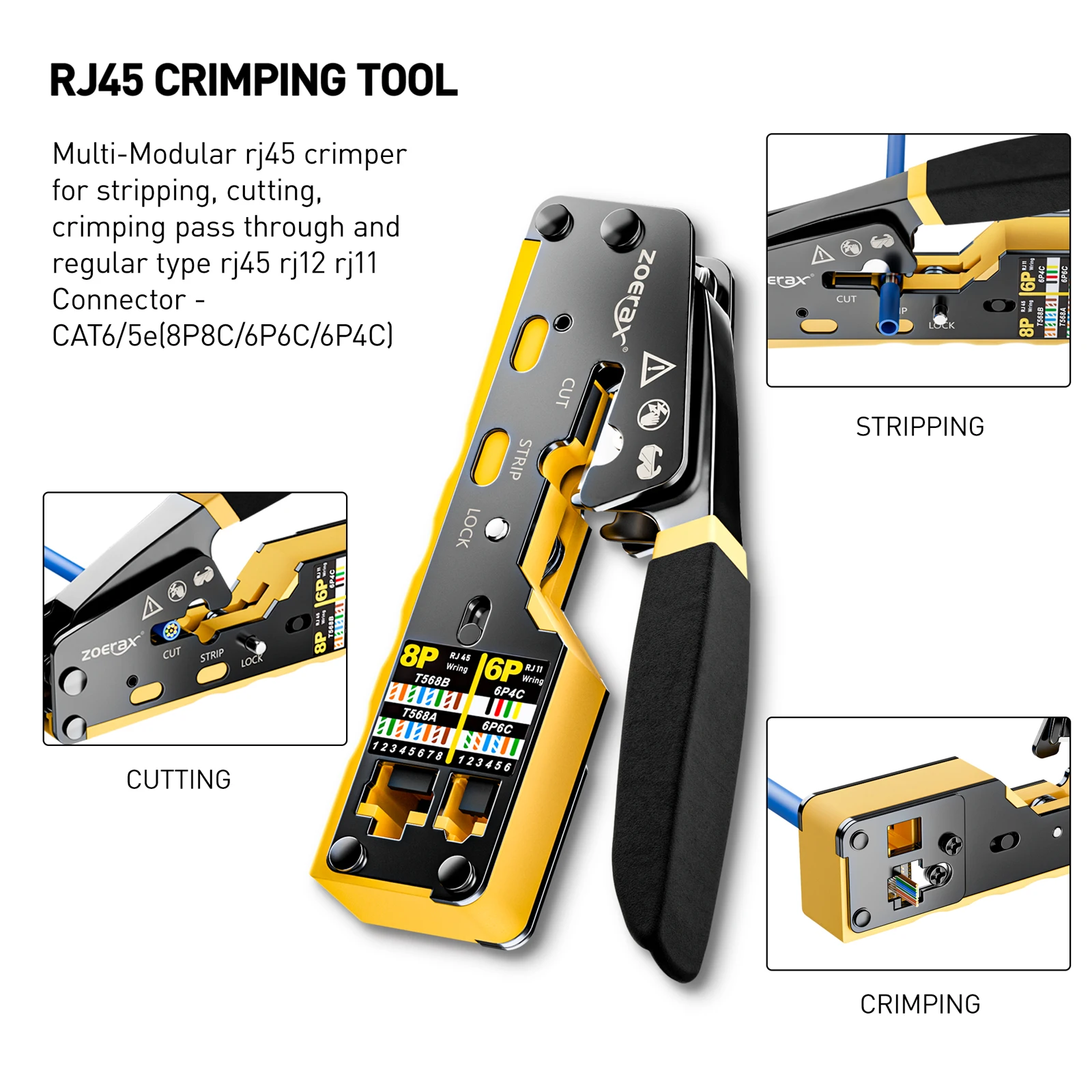 ZoeRax RJ45 CAT6 CAT5E 圧着工具キット - Wire Stripper Cutter のレビューと価格