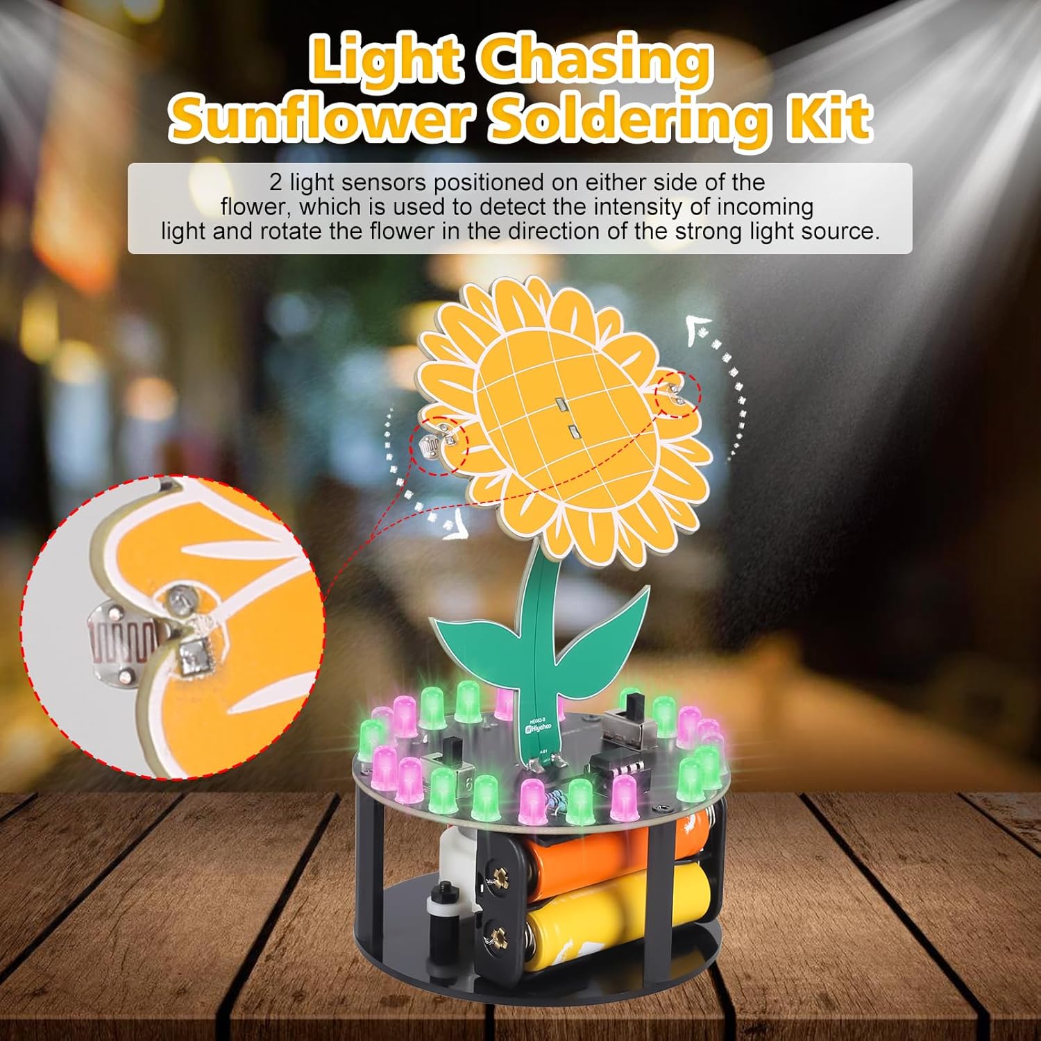 光追いかけひまわりはんだ付け練習キット DIY 回転ひまわり - Diy Electronics For Adults のレビューと価格