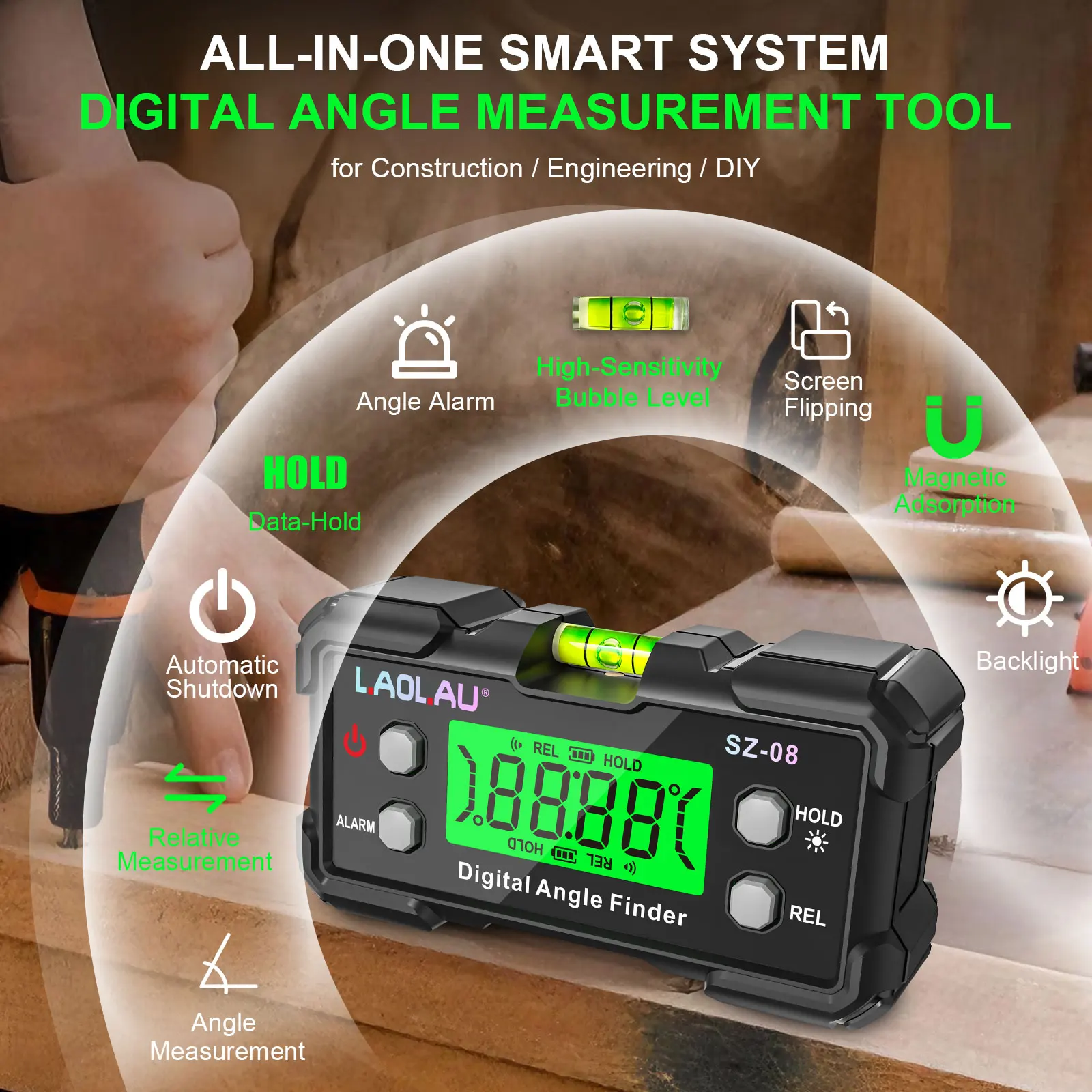 デジタル角度計レベルバブル付き磁気電子分度器傾斜計ゴニオメー - Diy Electronics Organizer のレビューと価格