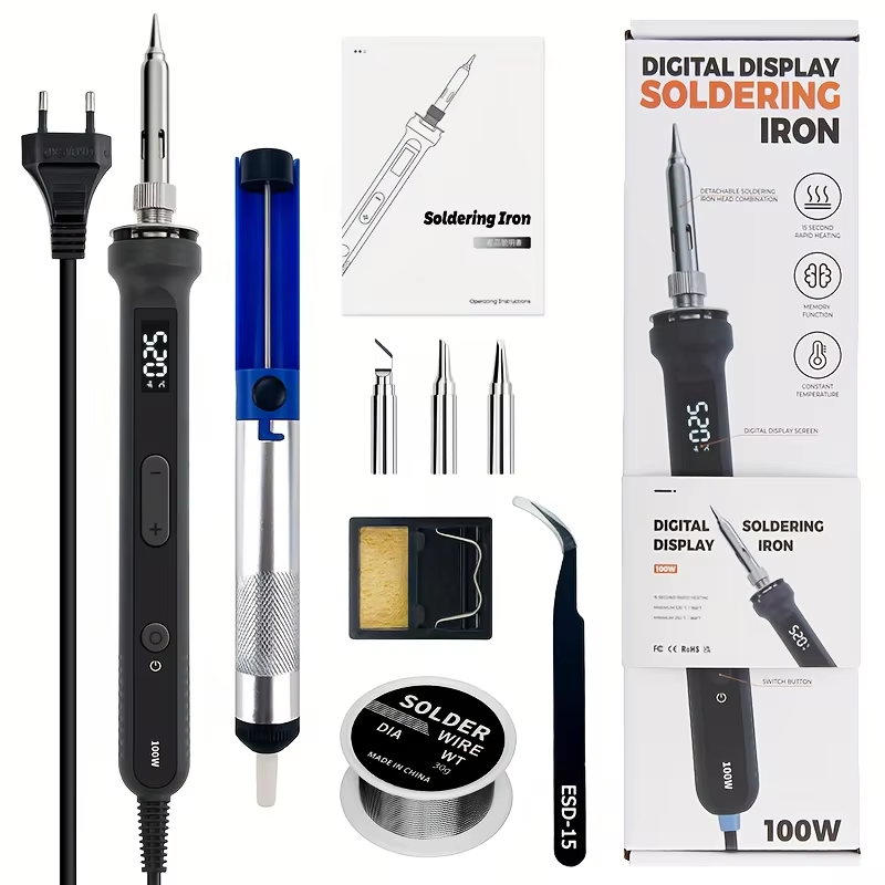 100Wデジタルはんだごてキット、温度調整可能な電気溶接ツー - Diy Electronics For Home のレビューと価格