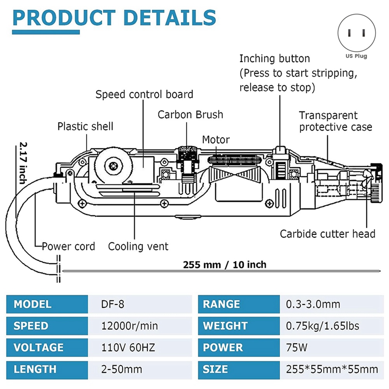 ハンドヘルドマグネットワイヤーストリッピングマシン 75W、 - Wire Stripper Cutter のレビューと価格